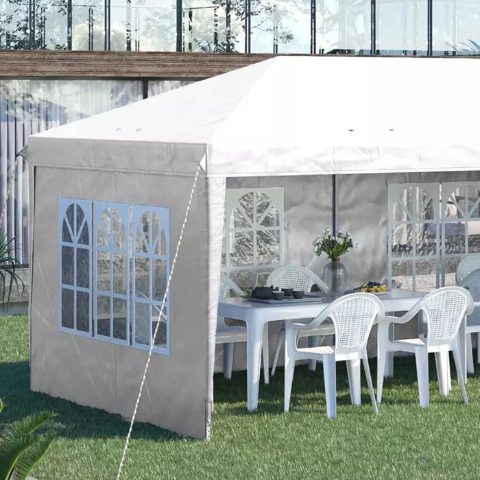 3x6m Open Front Pop Up Gazebo With Sides White