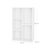 Vasagle Small Bookcase, White, 5 Grid
