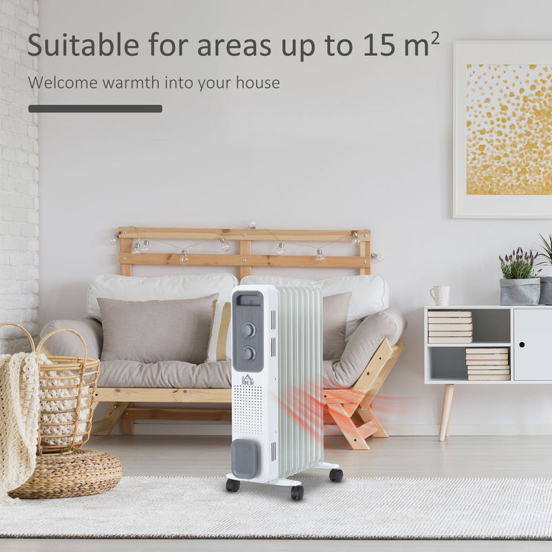 Oil Filled Radiator, Timer, 3 Heat Settings, Thermostat, 2180W