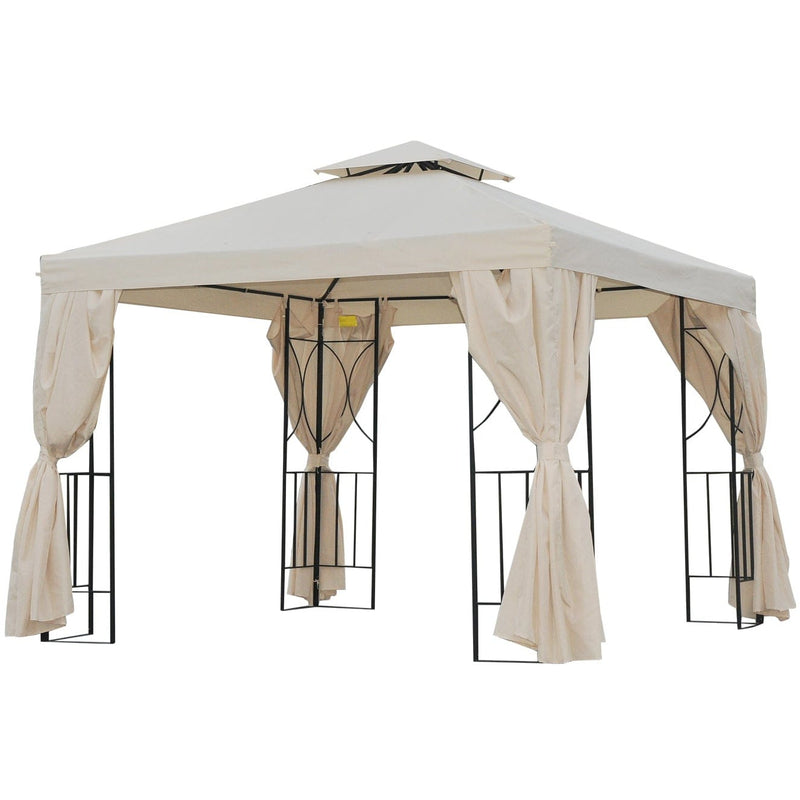 Steel Frame Gazebo With Sidewalls, 3x3m