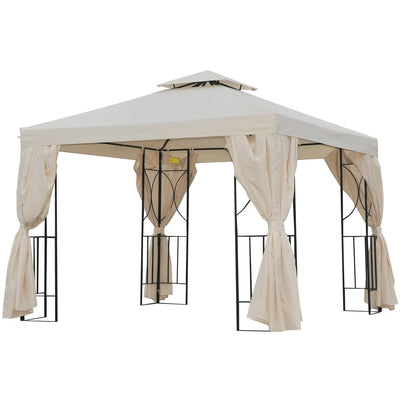 Steel Frame Gazebo With Sidewalls, 3x3m Outsunny