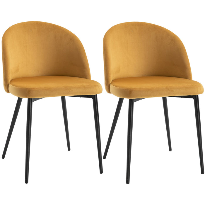 Yellow Fabric Dining Chairs, Set of 2