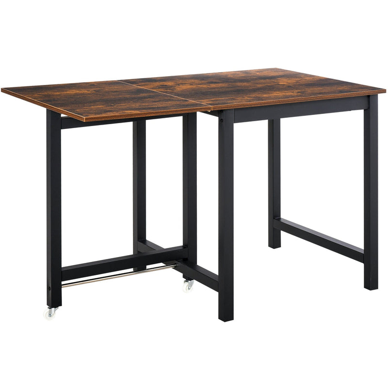 Space-Saving Drop Leaf Dining Table, Brown/Black