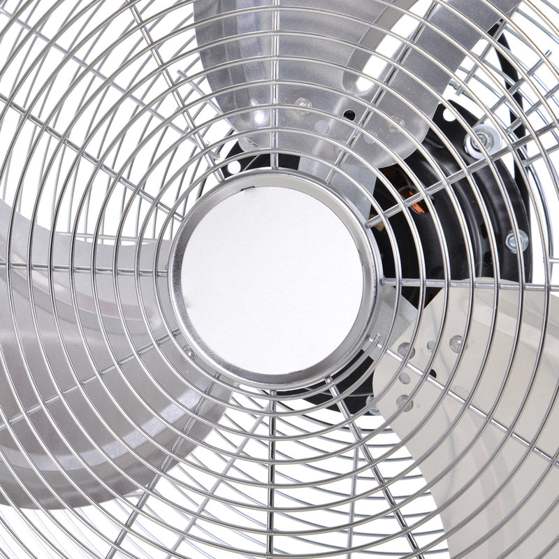 20" Chrome High-Velocity Floor Fan: 3-Speed, 100W Homcom