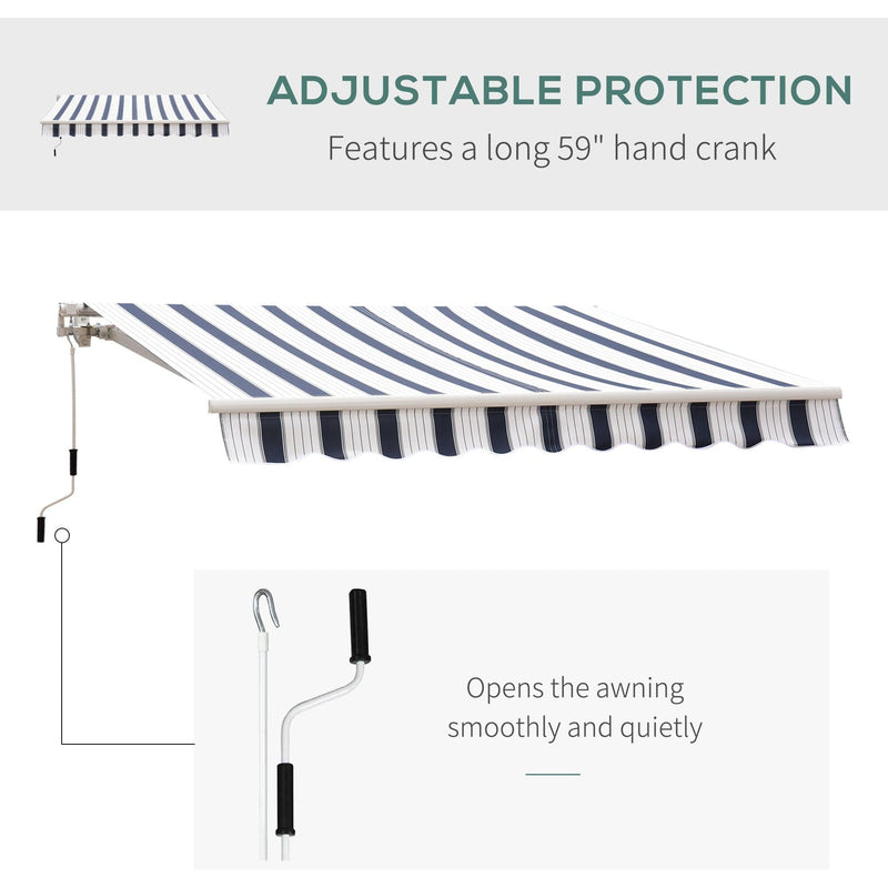Manual Retractable Garden Patio Awning, 2.5m x 2m