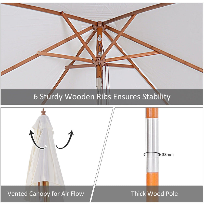 2m Outdoor Tilting Parasol Umbrella, Garden Sun Shade