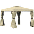 3x3 Gazebo For Patio, 2 Tier Roof, Mosquito Nets, Curtains Outsunny