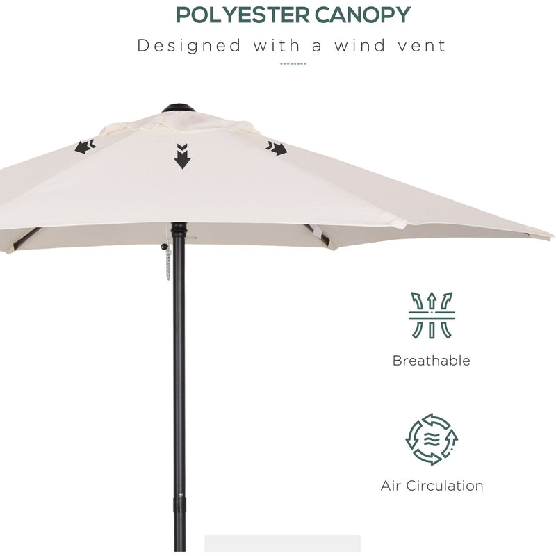 2m Patio Parasol - Outdoor Sun Shade, 6 Ribs Outsunny