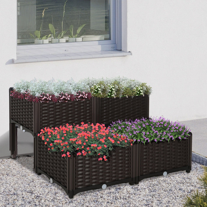 4 Rattan Planters Outdoor