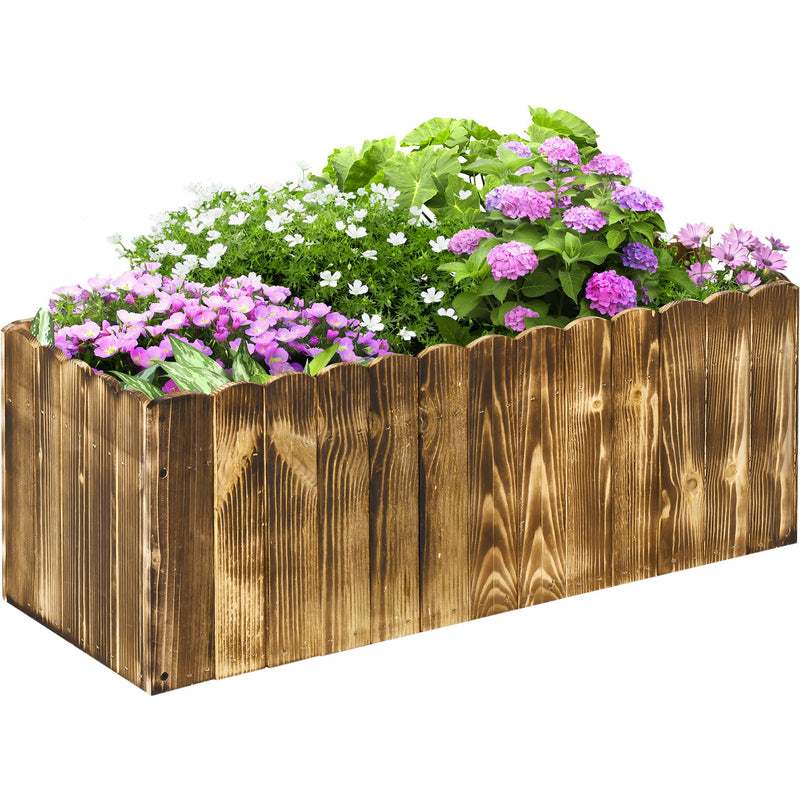 Large Wooden Garden Raised Bed Pot Outsunny