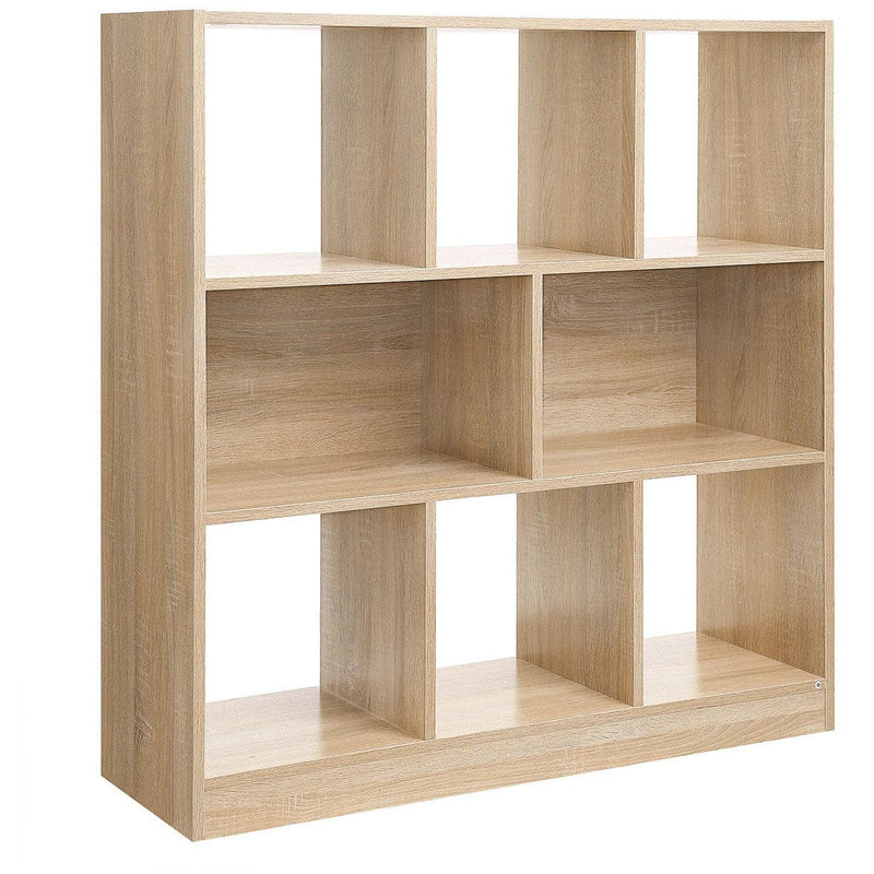 Vasagle Wooden Cube Storage Unit - Modern style with 6 cubes (3 on the top and 3 on the bottom) there are two larger spaces inbetween