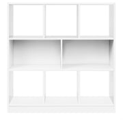 White Wooden Cube Storage Unit by Vasagle - Modern style with 6 cubes (3 on the top and 3 on the bottom) there are two larger spaces inbetween