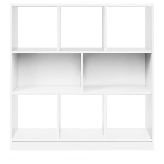 White Vasagle Modern Wooden Bookcase with Open Cubes and Shelves