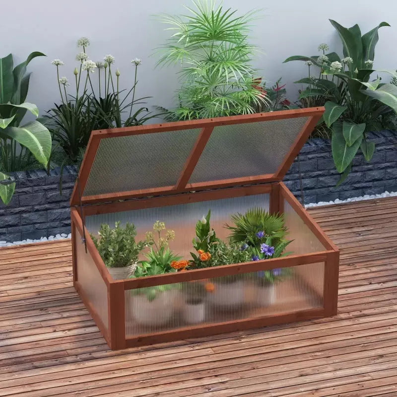 Wooden Cold Frame Greenhouse Brown