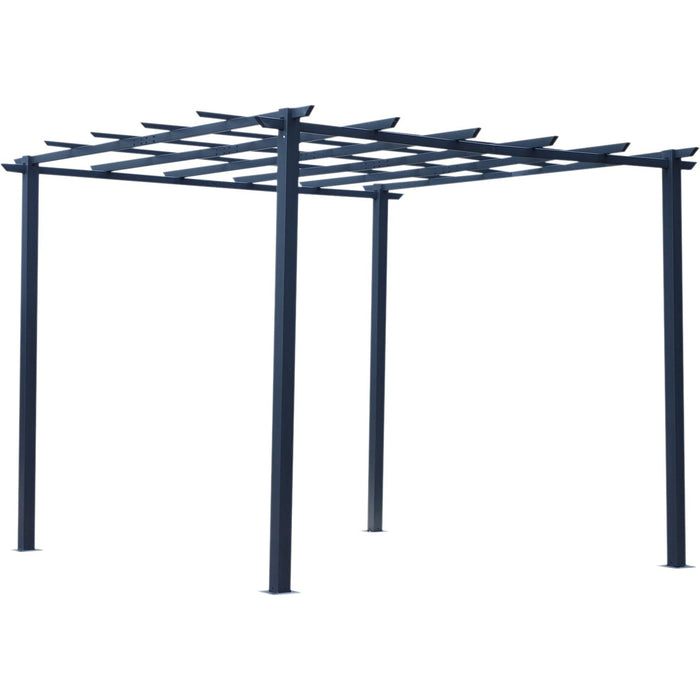 Metal Pergola With Trellis Roof, 3x3m, Black