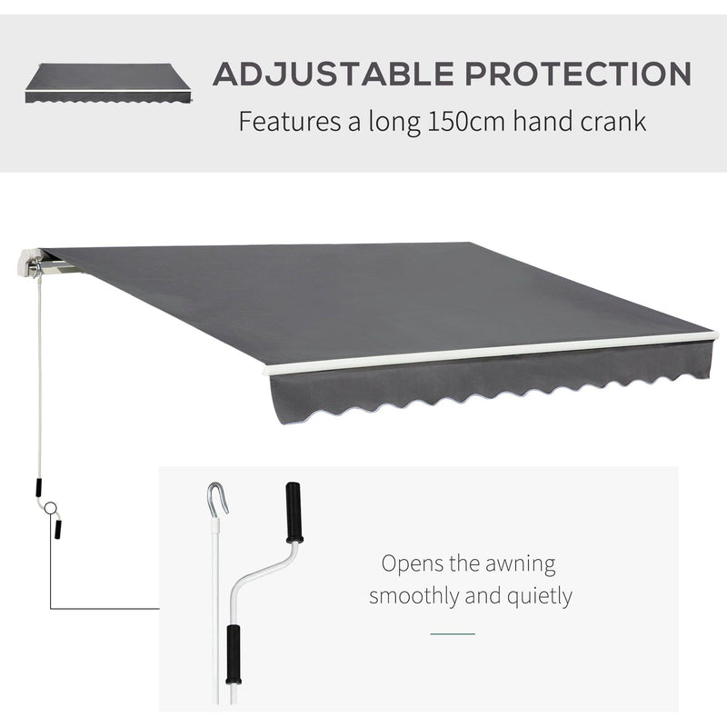 Awning Canopy Retractable, Manual Operation, 4x2.5m