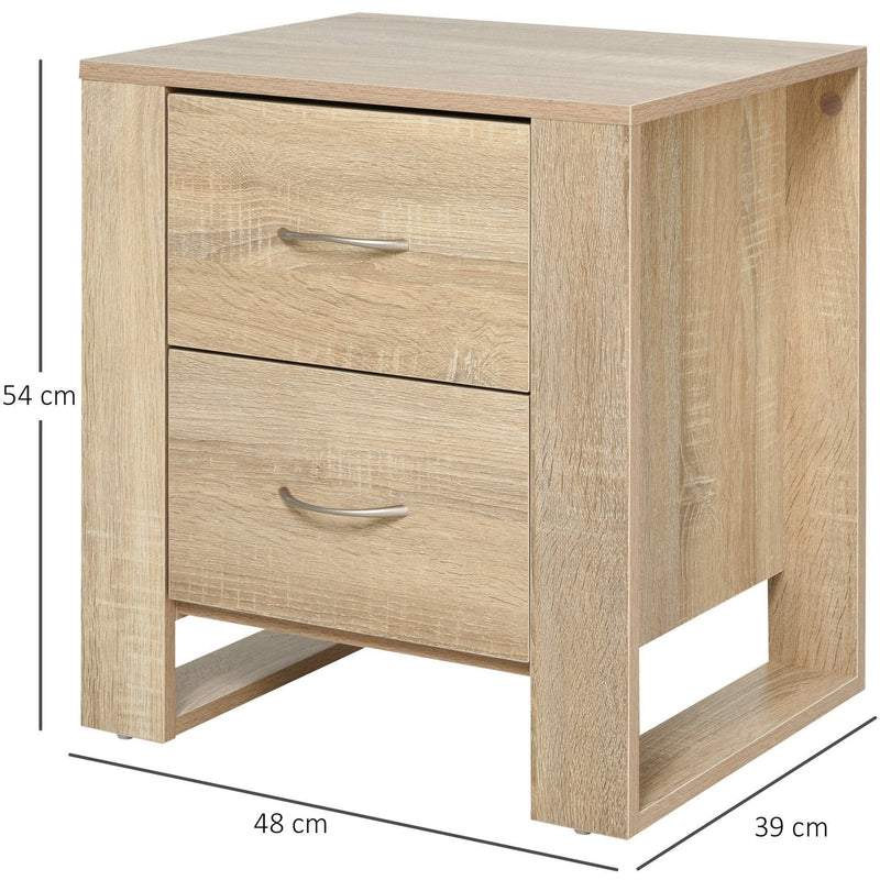 2 Drawer Bedside Table, Elevated Base