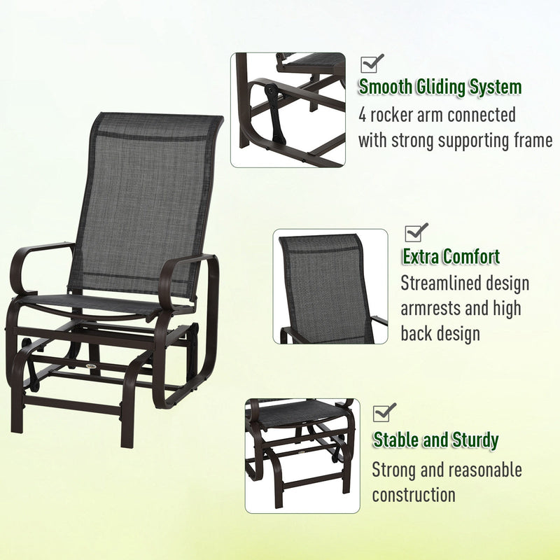 3-PC Outdoor Gliding Rocking Chair Set with Tea Table