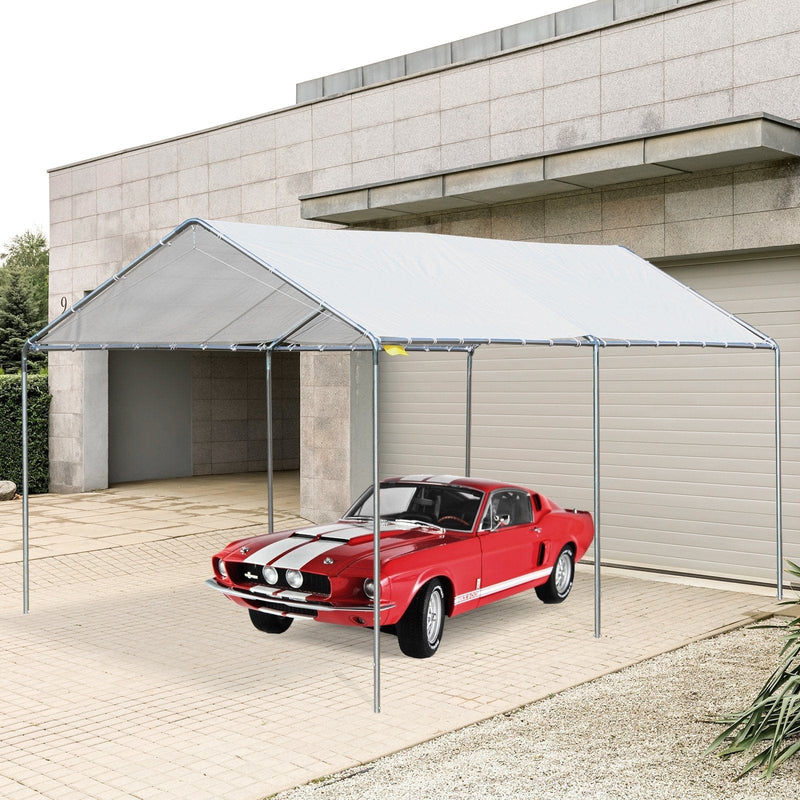 3x6m Heavy Duty Carport - Galvanized Steel - White