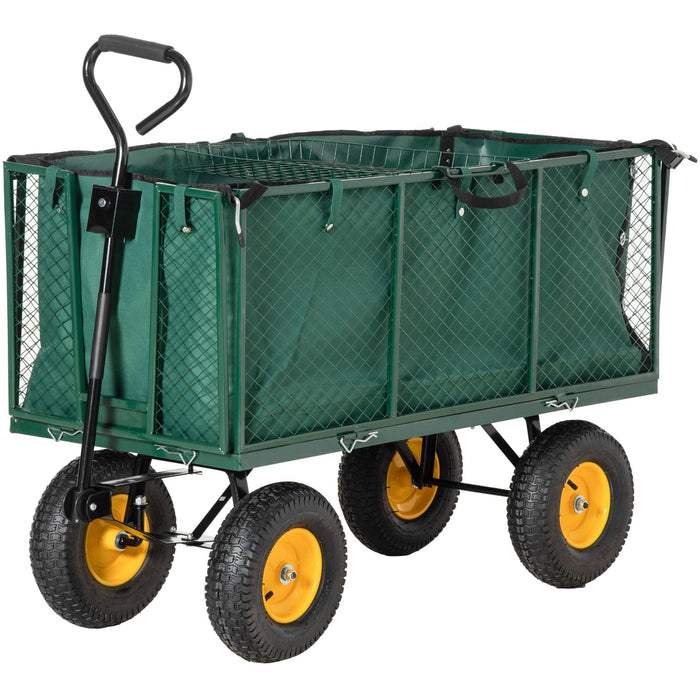 4 Wheel Heavy Duty Garden Trolley, Green