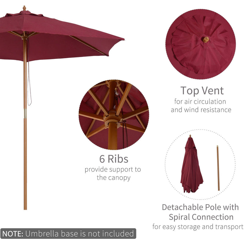 2.5m Wooden Garden Sun Shade Parasol