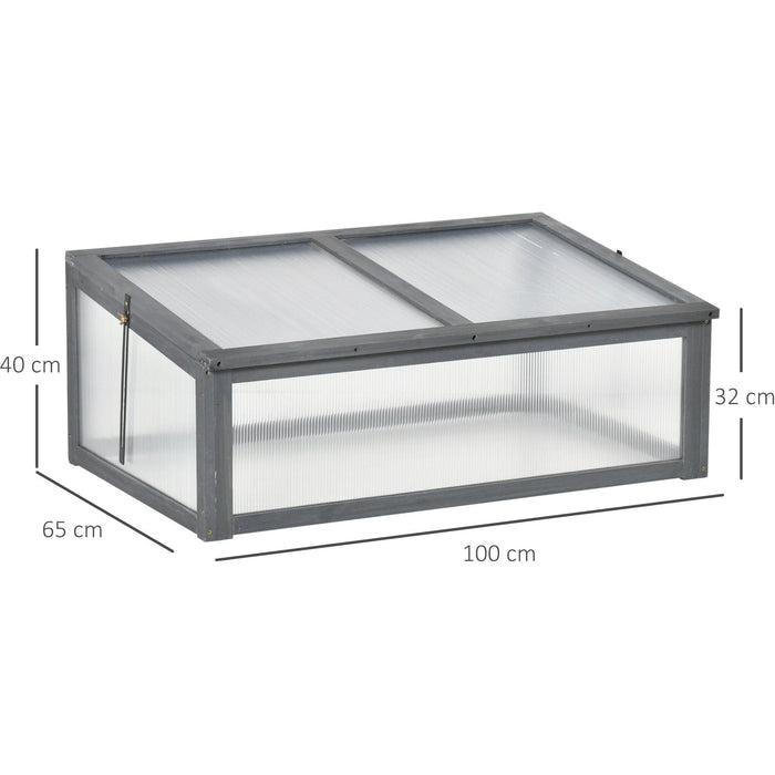 Wooden Polycarbonate Cold Frame Greenhouse, 100x65x40cm