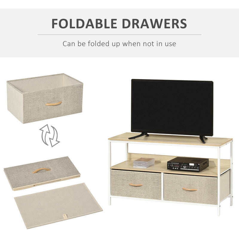 Maple Wood TV Unit With 2 Linen Drawers