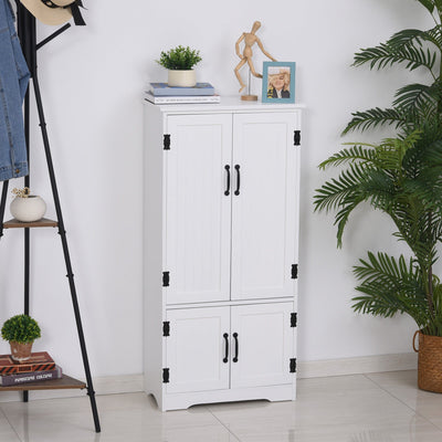 White Floor Storage Cabinet w/ Adjustable Shelves Homcom
