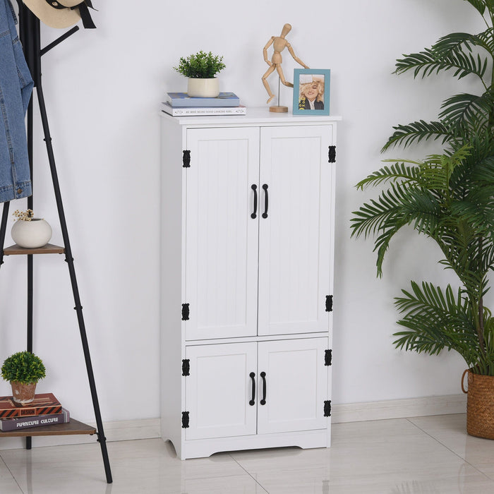 White Floor Storage Cabinet w/ Adjustable Shelves