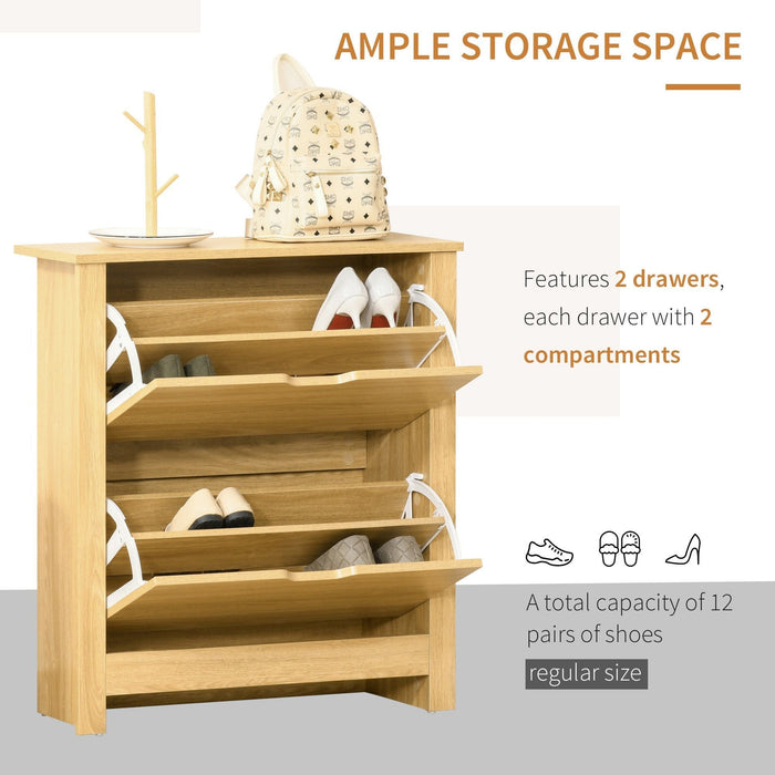 Shoe Storage Cabinet, 4 Shelves 2 Drawers - Modern Unit