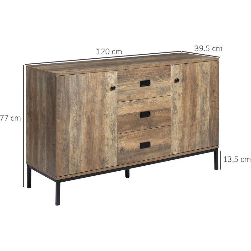 Industrial Sideboard, Storage, Distressed Brown