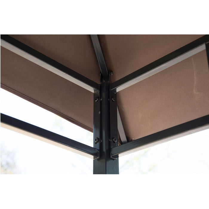 BBQ Gazebo Grill Canopy, 8ft Double-Tier, Coffee