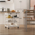 Kitchen Island With Wine Rack, White With Pine Top Homcom
