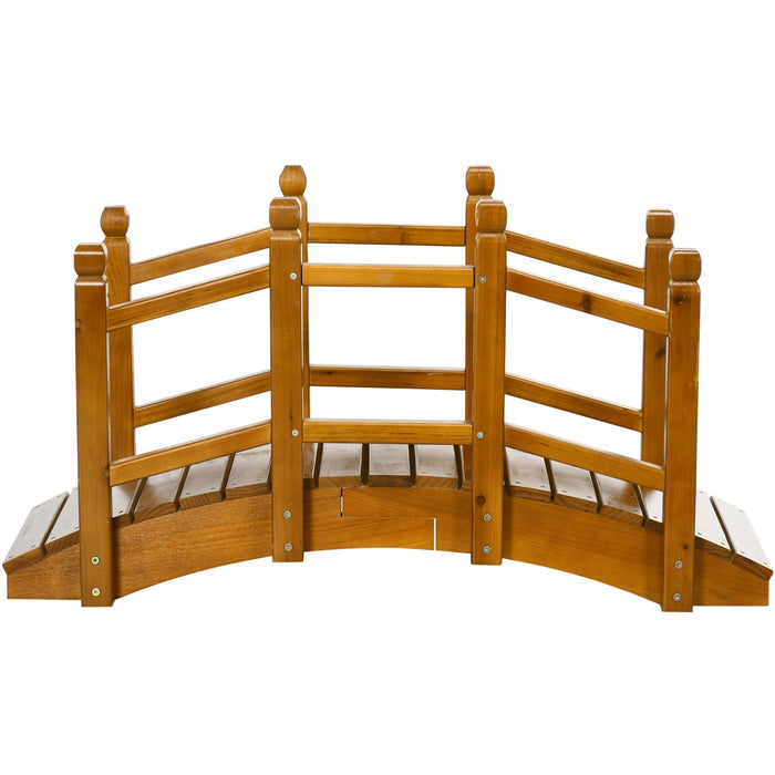 Wooden Garden Bridge with Railings