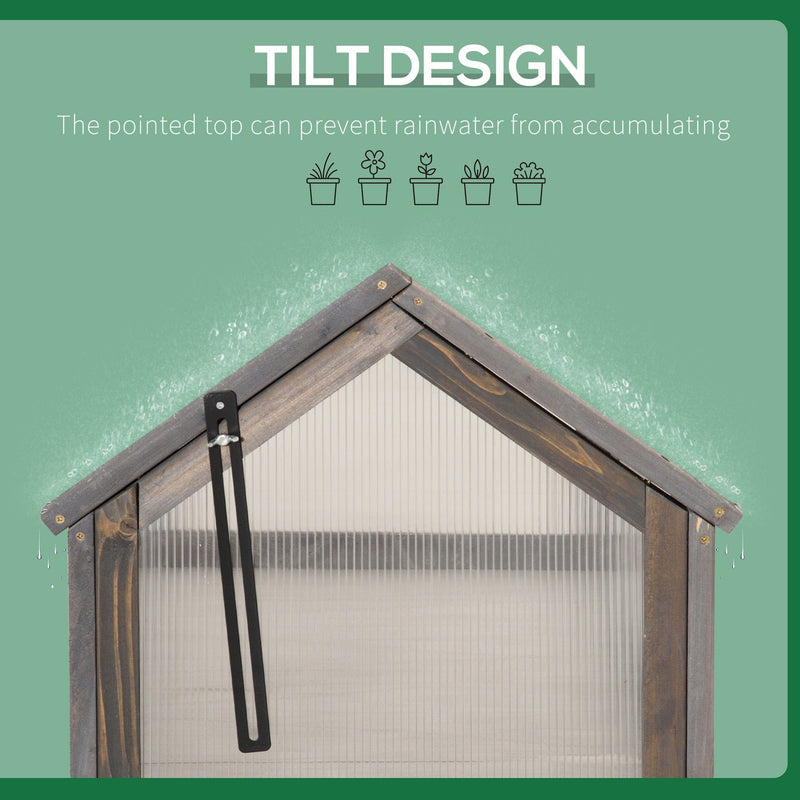 Small Wooden Cold Frame Greenhouse, Polycarbonate Panels