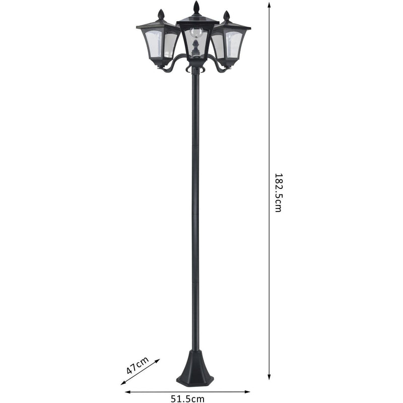 Solar Garden Lamp Post, IP44, Black