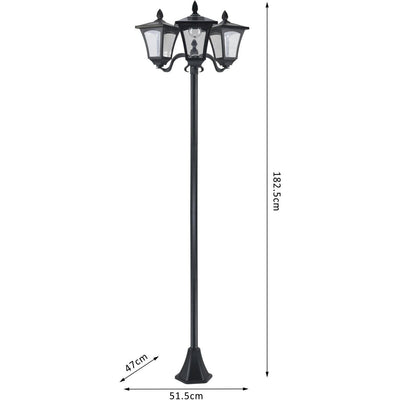 Solar Garden Lamp Post, IP44, Black Outsunny