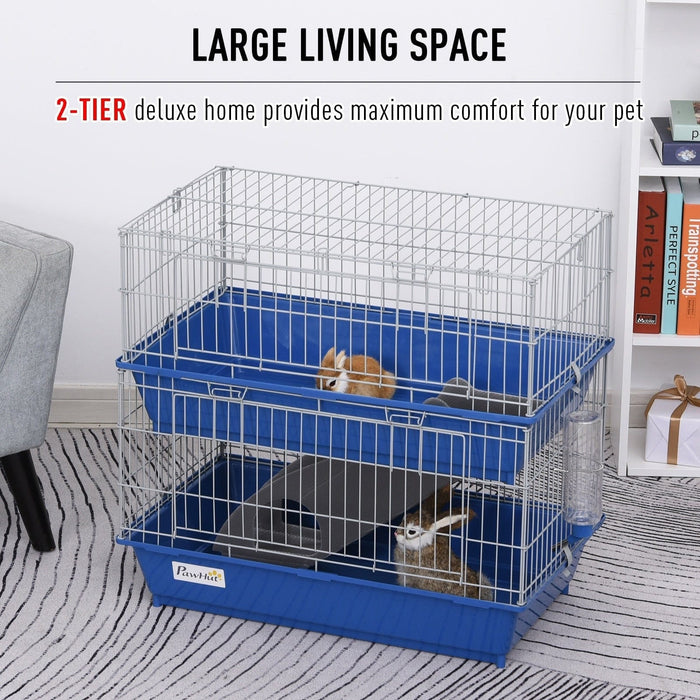 Metal 2 Tier Guinea Pig Hutch, Blue