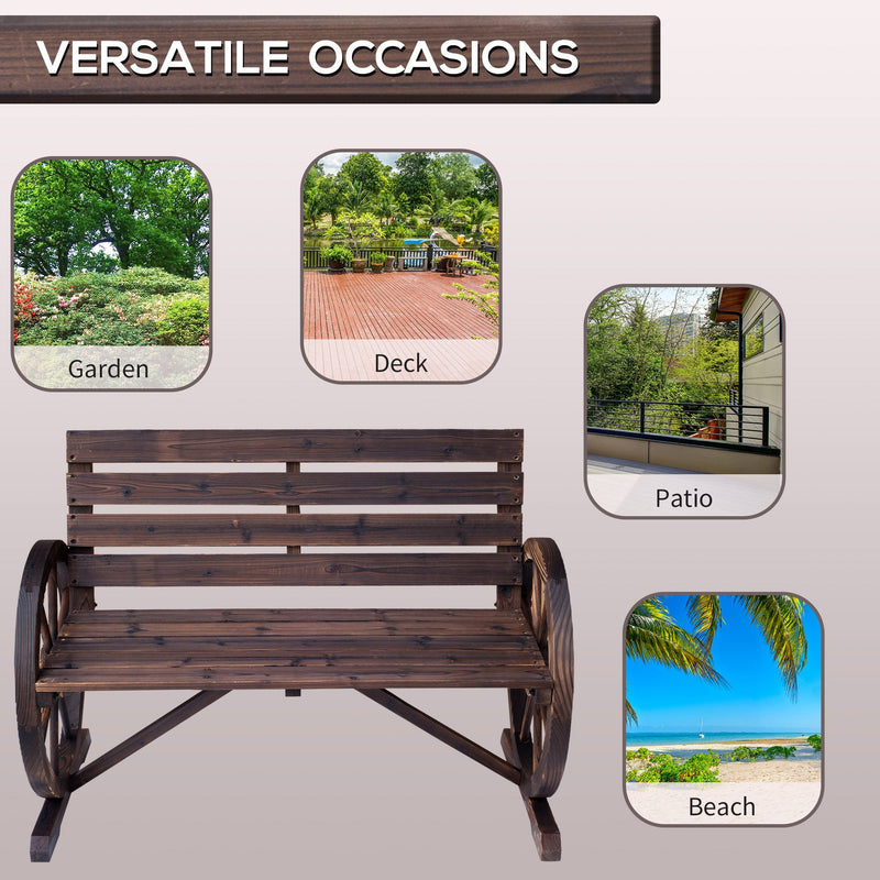 Wagon Wheel Outdoor Bench Outsunny