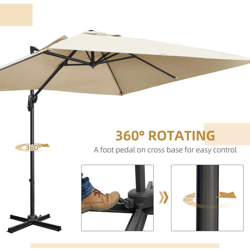 2.7x2.7m Cantilever Parasol - Cream/White