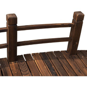 Wooden Garden Bridge, Stained Finish, Outdoor Pond Walkway Outsunny