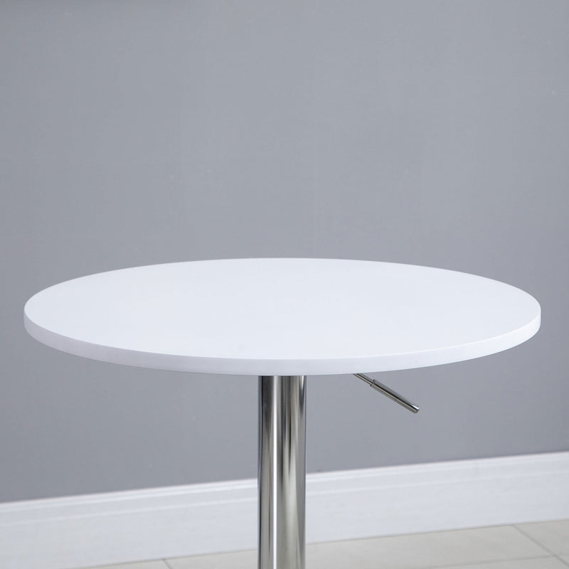 60cm White Bar Table With Adjustable Height