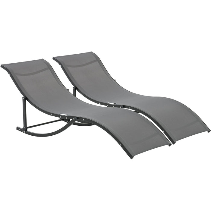 S Shaped Sun Lounger Set, Foldable, Set of 2