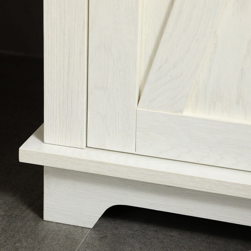 White Tall Bathroom Cabinet With Door & Adjustable Shelves Kleankin