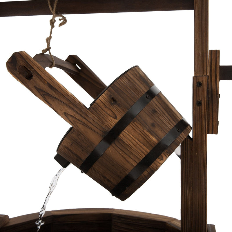 Fir Wood Garden Decor Wishing Well Waterfall