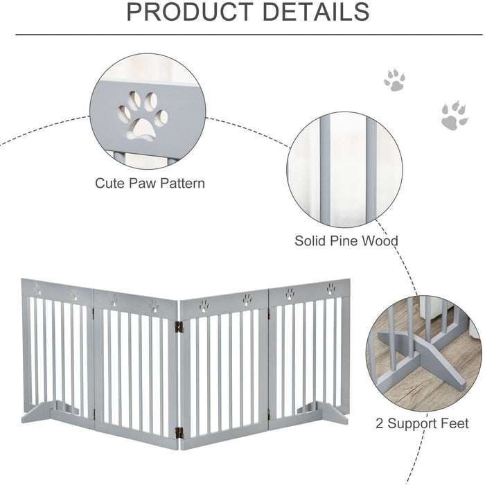 Freestanding Pet Gate, Folding Design, 204 x 61cm, Brown