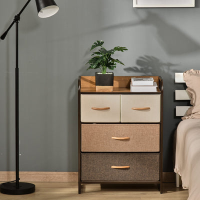 4-Drawer Steel & Wood Bedroom Dresser Homcom