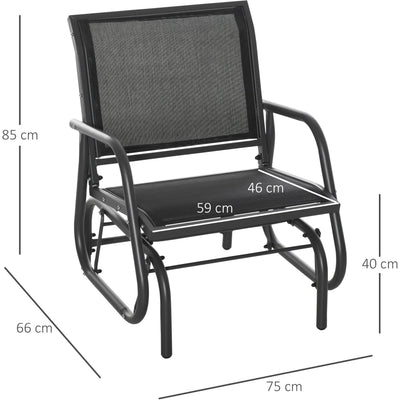 Outdoor Gliding Chair, Dark Grey/Black Outsunny