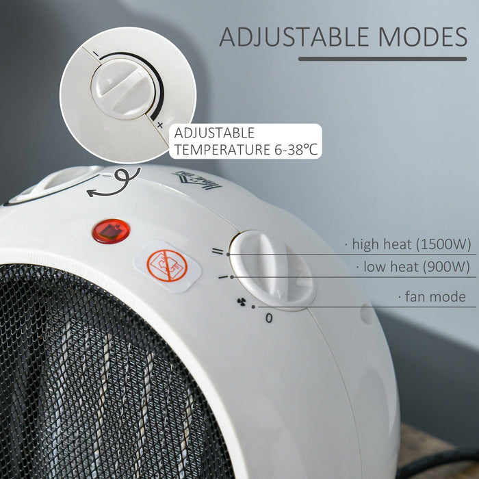 Small Ceramic Electric Heater, 900W/1500W