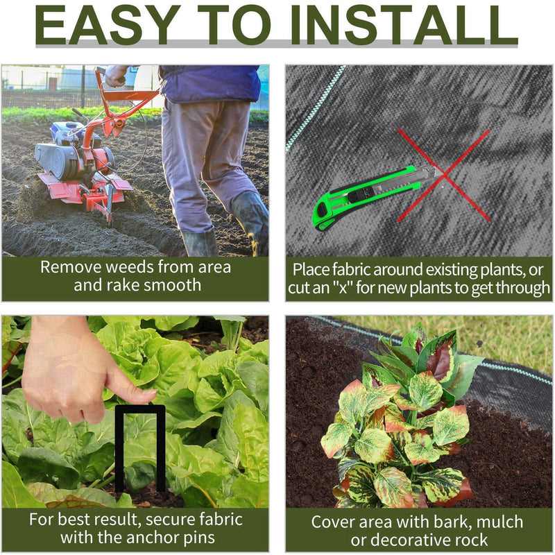 Landscaping Fabric, Heavy-Duty Weed Barrier, 1x50m